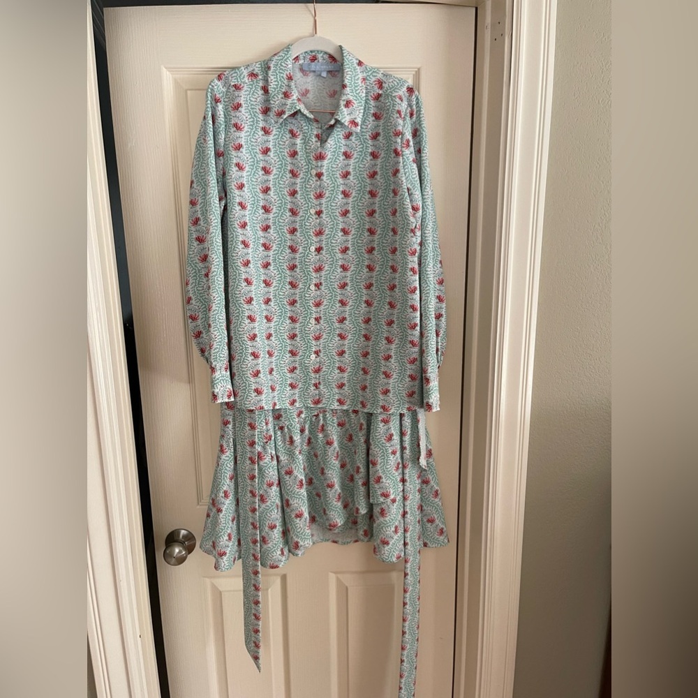 NWOT Hill House Mirabel Wrap Skirt & James Shirt Green Trailing Vine Sz S
